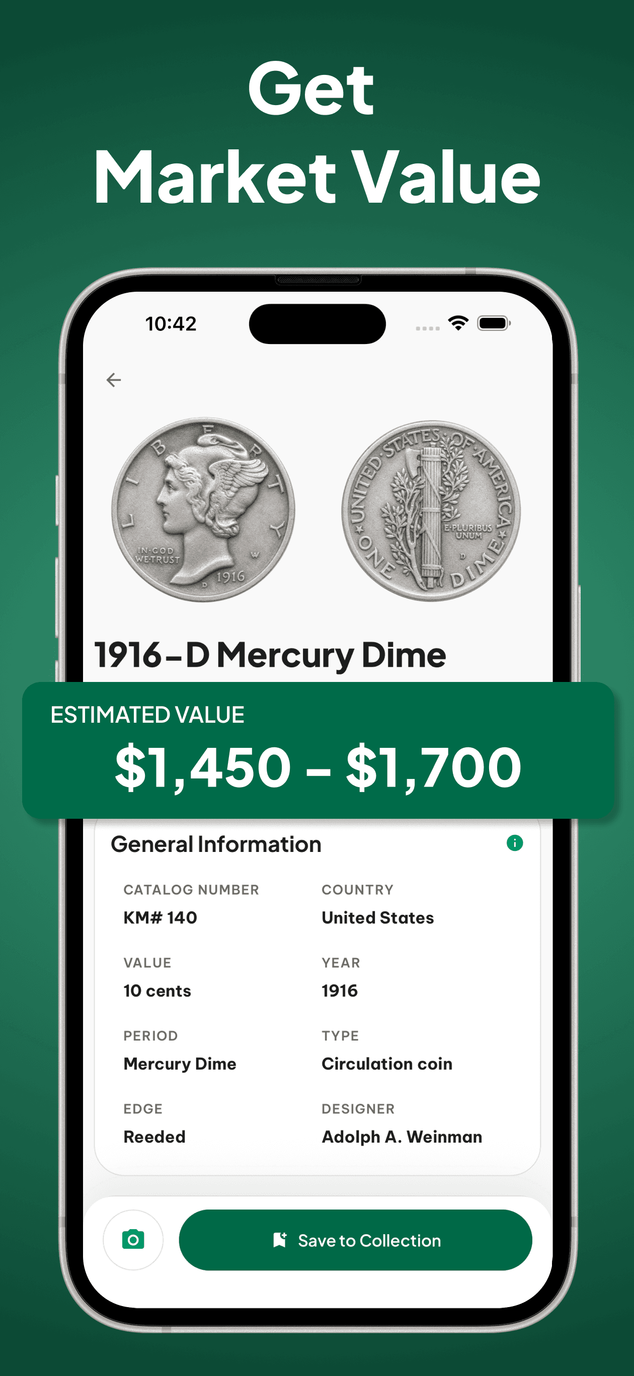 Coin Scanner market value screen